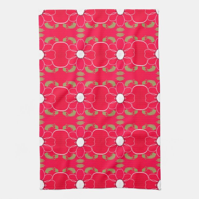Sweet Floral Tea-Towel With a Modern Print Towel (Vertical)