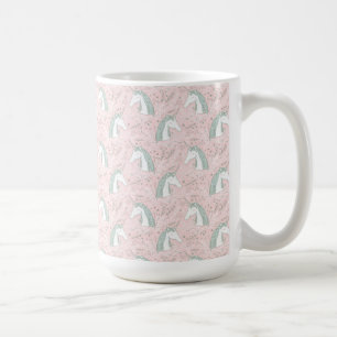 Sweet Floral Unicorn Pattern Coffee Mug