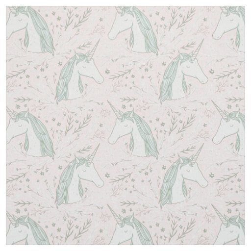 Sweet Floral Unicorn Pattern Fabric