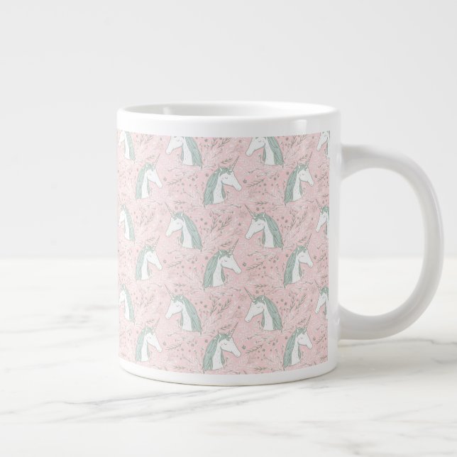 Sweet Floral Unicorn Pattern Giant Coffee Mug (Right)