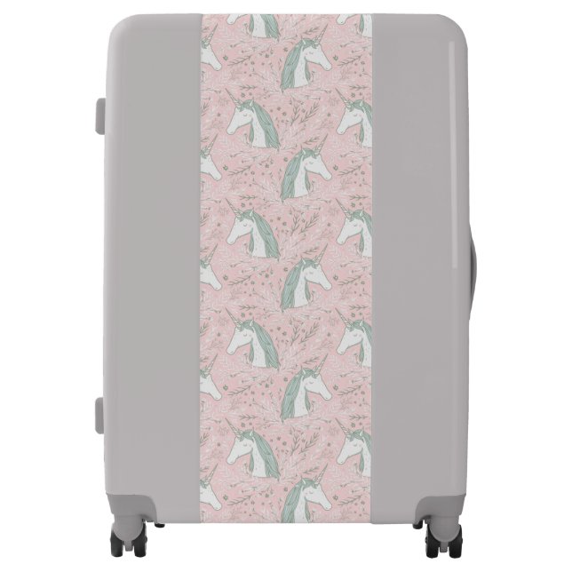 Sweet Floral Unicorn Pattern Luggage (Front)