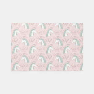 Sweet Floral Unicorn Pattern Rug