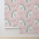 Sweet Floral Unicorn Pattern Wallpaper