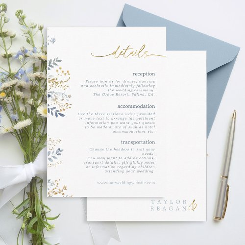 Sweet Floral Wedding Details ID1045 Enclosure Card