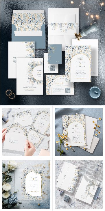 Sweet Floral Wedding Dusty Blue Suite