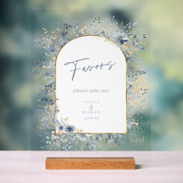 Sweet Floral Wedding Favors ID1045 Acrylic Sign (Neutral)
