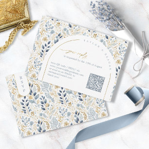 Sweet Floral Wedding Pattern QR Code ID1045 RSVP Card