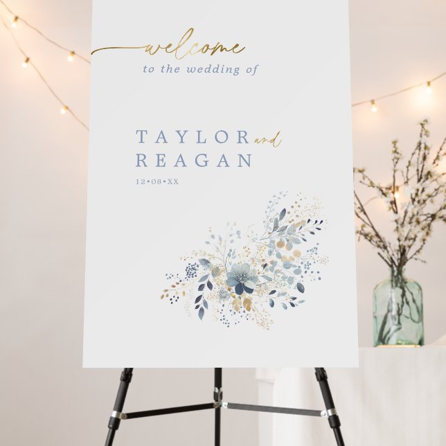 Sweet Floral Wedding Welcome ID1045 Foam Board (In Situ (Stand))