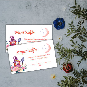 Sweet Floral Witch Diaper Raffle Baby Shower  Enclosure Card