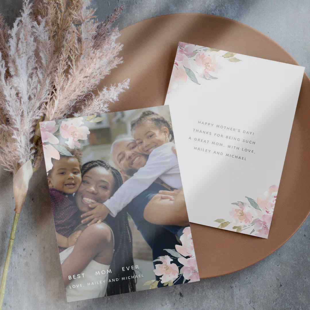 Sweet Floral with Message Photo Mother's Day Card