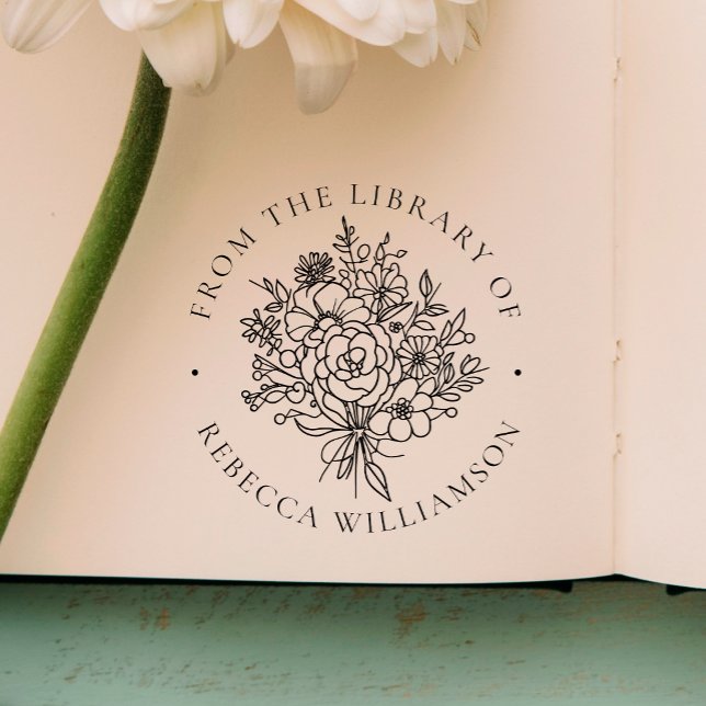 Sweet Florals | Modern 'From the Library of' Book Rubber Stamp (Creator Uploaded)