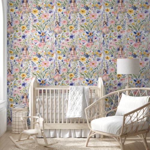 Sweet Flower Fairy Garden Nursery Baby Girl  Wallpaper