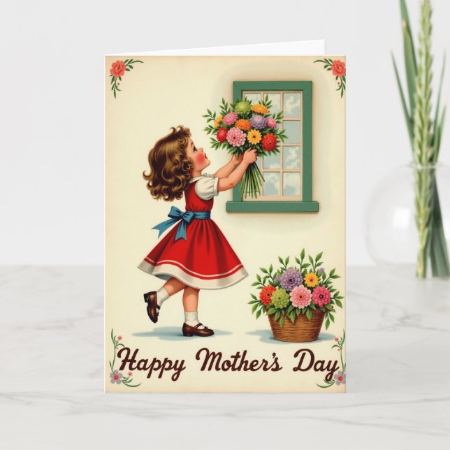 Sweet Flower Girls Greeting Card (Front)