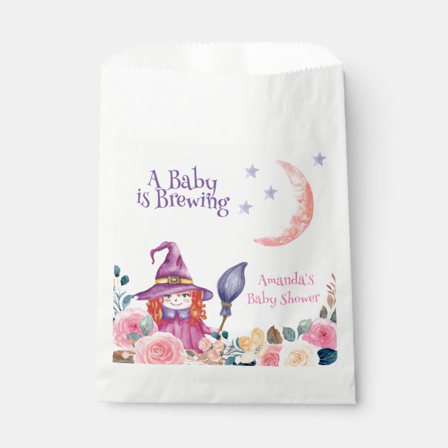 Sweet Flower Witch Cauldron Baby Brewing Shower  Favor Bag (Front)