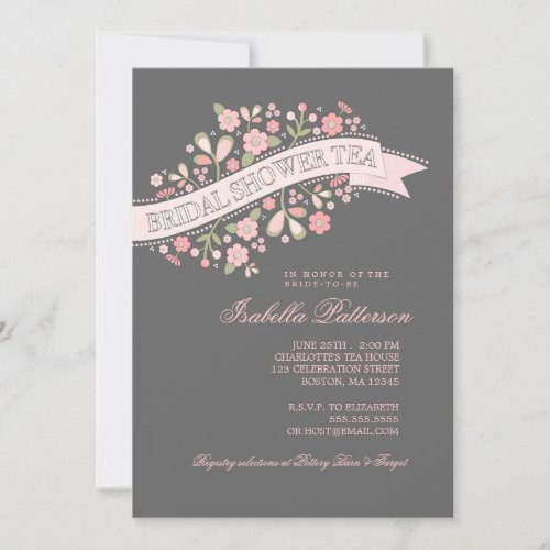 Sweet Flowers Bridal Shower Tea Party Invitation