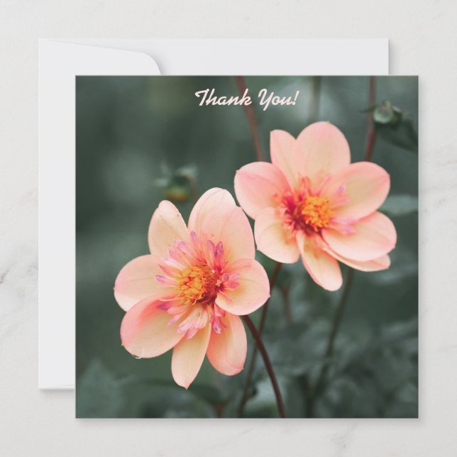 Sweet Flowers Green Background Thank You Note Card (Front)