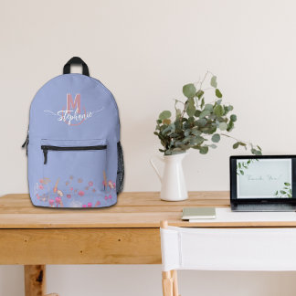 Sweet flowers monogrammed printed backpack