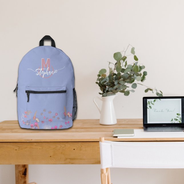 Sweet flowers monogrammed  printed backpack (Creator Uploaded)