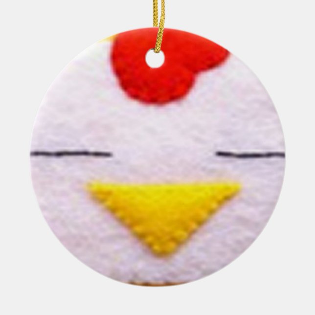 Sweet fluffy chicken ceramic ornament (Front)