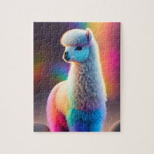 Sweet Fluffy Colorful Little Cute Alpaca Jigsaw Puzzle