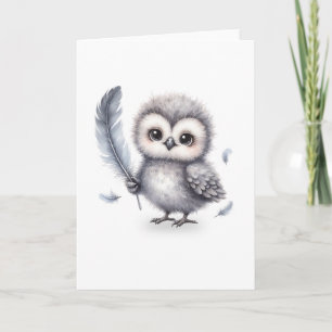 Sweet Fluffy Owl Greeting Card for Thoughtful Note