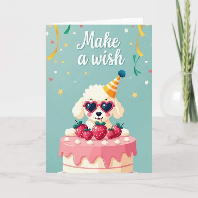 Sweet Fluffy Pup Birthday Card (Front)