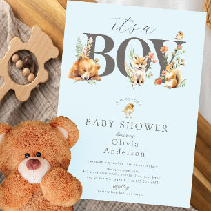 Sweet Forest Friends It's A Boy Invitation