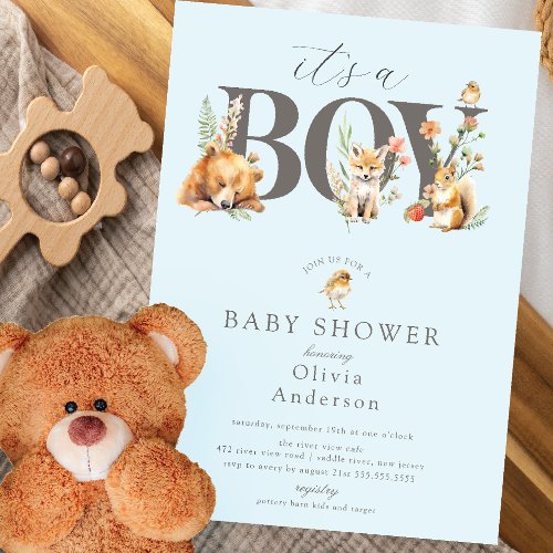 Sweet Forest Friends Its A Boy Invitation
