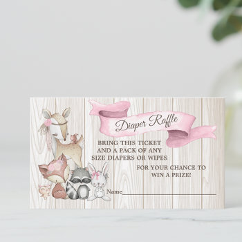 Sweet Forest Woodland Girls Diaper Raffle Business Card by The_Baby_Boutique at Zazzle
