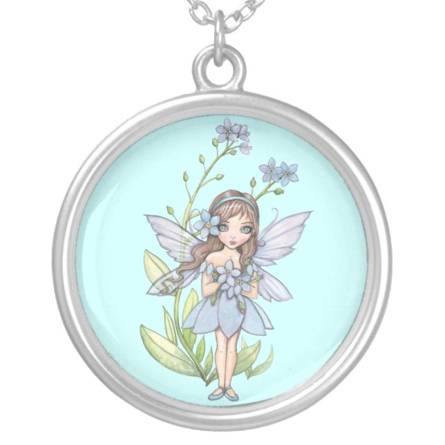 Sweet Forget Me Not Flower Fairy Necklace (Front)