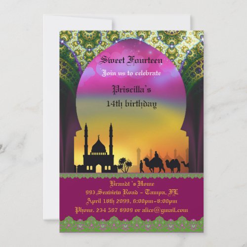 Sweet Fourteen Birthday invitation 14thArabian Invitation