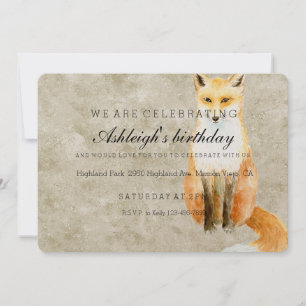 Sweet Fox birthday Invitation