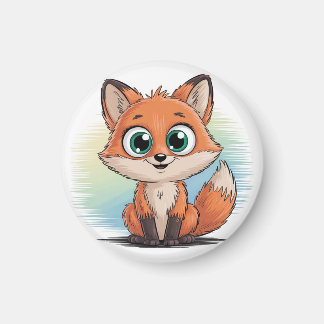 Sweet Fox Cartoon | Adorable Animal Illustration  Magnet