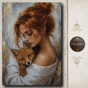 Sweet Fox Companion Decoupage Tissue Paper