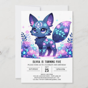 Sweet Fox Digital Birthday Invitation