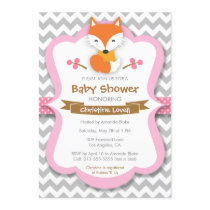 Sweet Fox Pink Baby Shower Invitation