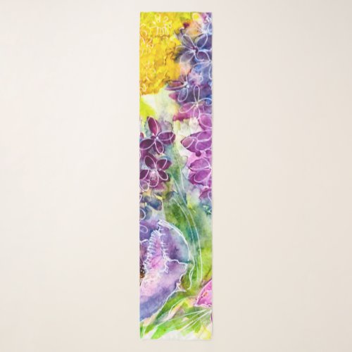 Sweet Fragility Watercolor Floral Chiffon Scarf