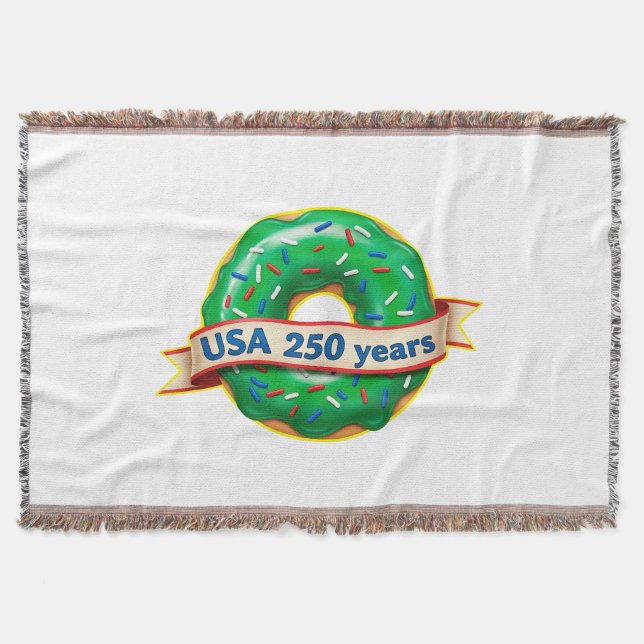 Sweet Freedom Donut USA 250 Years  Throw Blanket (Front)