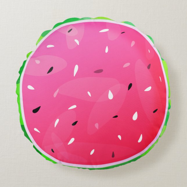 Sweet Fresh Watermelon Melon Bright Summer Round Pillow (Front)