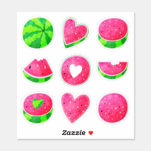 Sweet Fresh Watermelon Melon Heart Seeds Summer Sticker