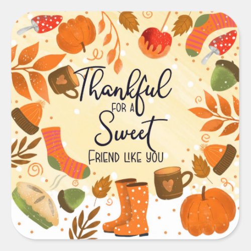 sweet Friend thanksgiving  square sticker