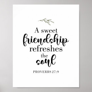 Sweet Friendship Bible Verse Hand Lettering Quote Poster