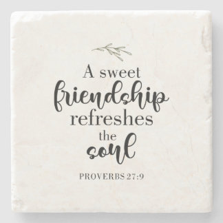 Sweet Friendship Bible Verse Hand Lettering Quote Stone Coaster
