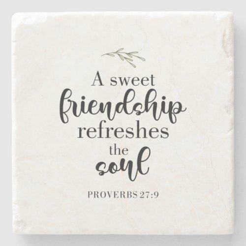 Sweet Friendship Bible Verse Hand Lettering Quote Stone Coaster
