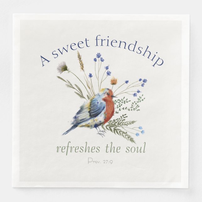 Sweet Friendship Bible Verse Watercolor Quote  Paper Dinner Napkins (Front)