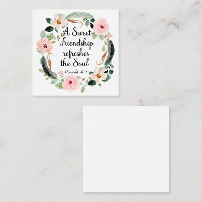 Sweet Friendship refreshes the Soul Floral Note Card (Front/Back)