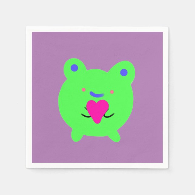 Sweet Frog with Heart Napkins (Front)
