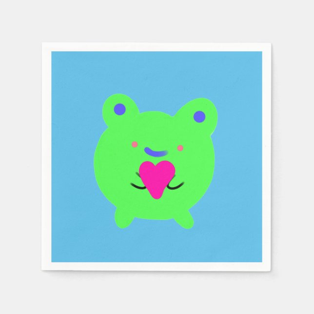 Sweet Frog with Heart Napkins (Front)