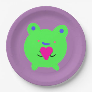 Sweet Frog with Heart Paper Plates