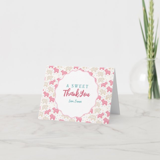 Sweet Frosted Animal Cookies Birthday Custom Thank You Card (Front)